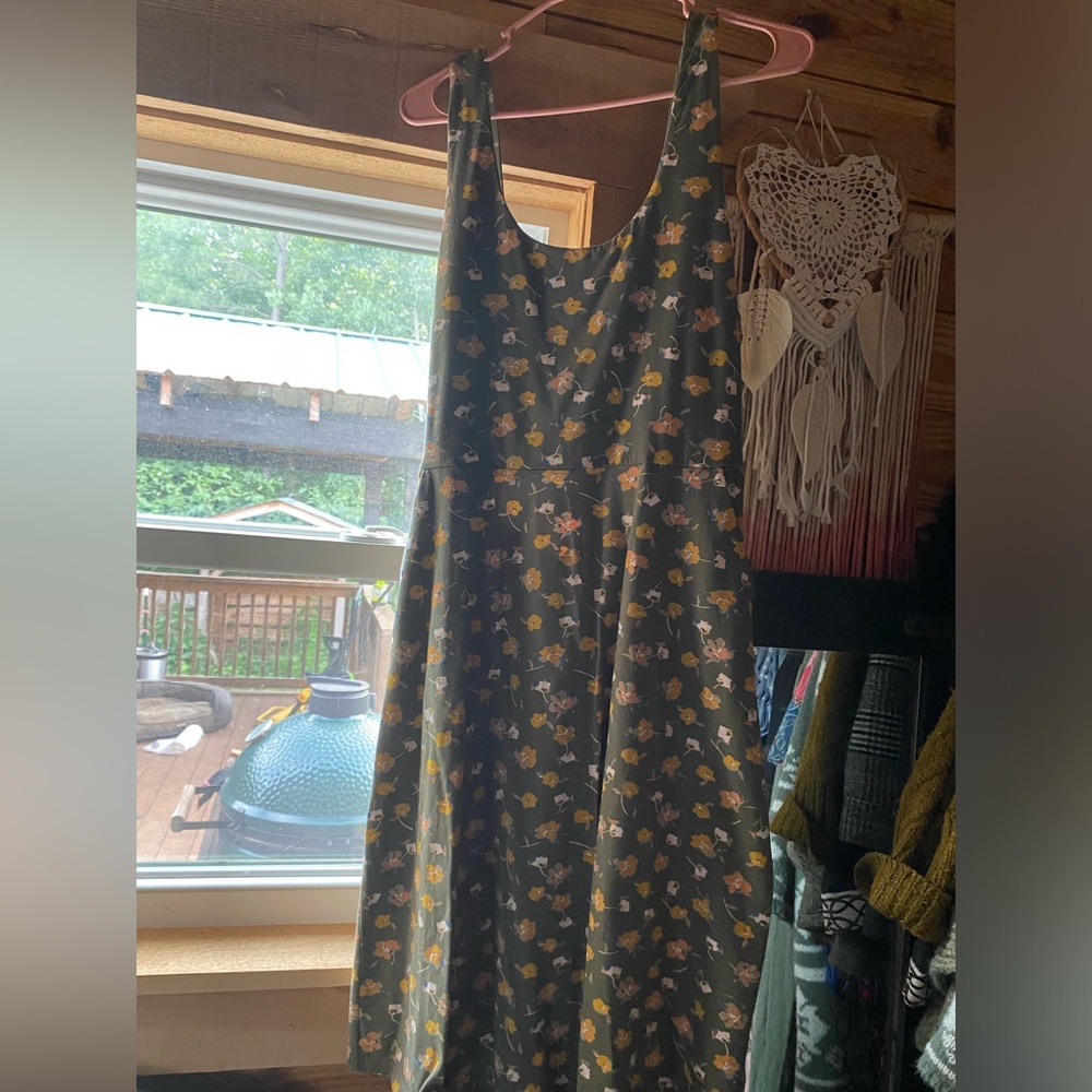 Pact Green Floral Midi Dress